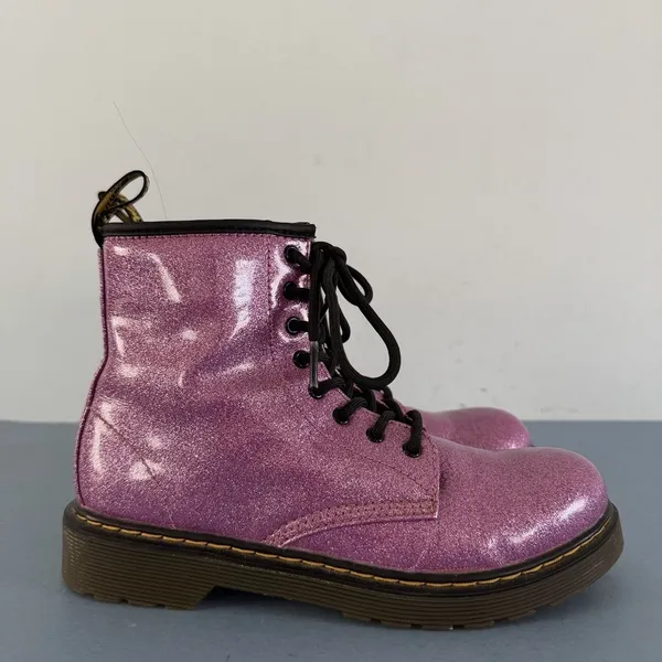 Dr. Martens‎ 1460 8-Eye Pink Glitter Boots Lace Up Combat Shoes - Image 3