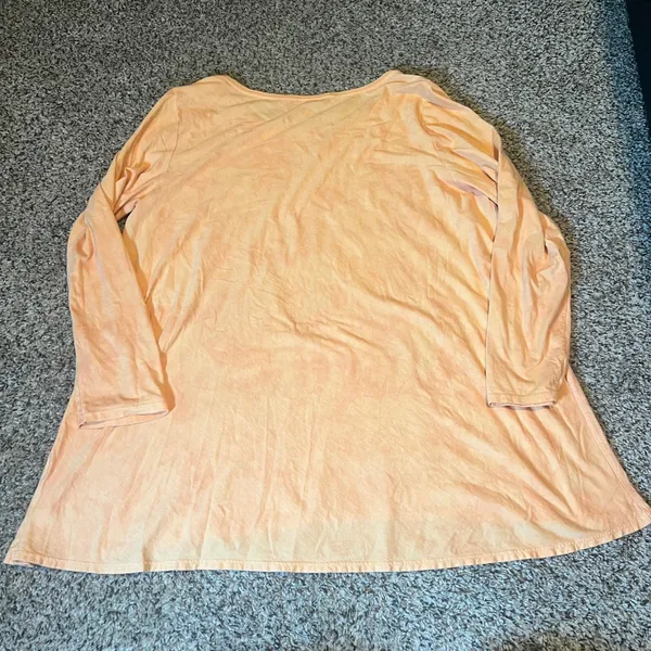 Pure Jill‎ Watercolor Elliptical Tee Peach Tie Dye Long Sleeve Cotton XL - Image 5