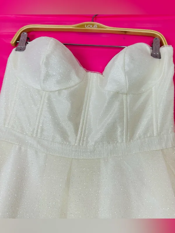 Gianni Bini Sparkling White Strapless Sweetheart A-Line Dress - Image 3