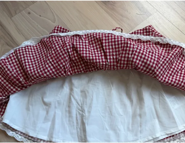 Sky to Moon Red Gingham Lace-Trim Tiered Skirt - Women - Image 4