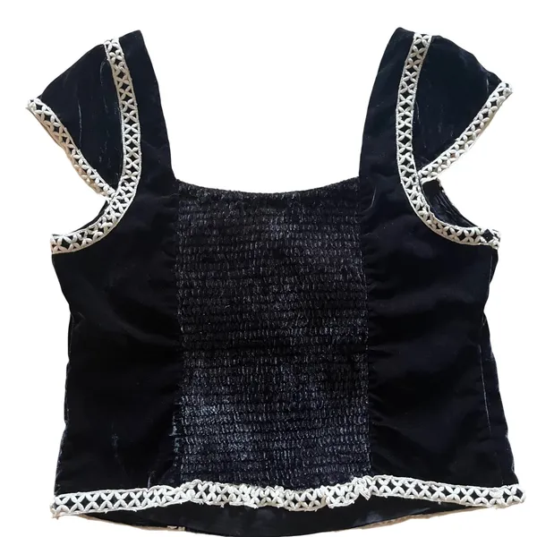 Free People Tyler Velvet Corset Top Black Lace Trim Corset Top Sz Large NWT - Image 5
