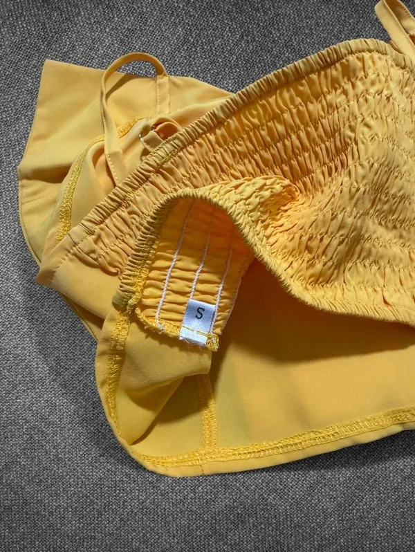 Yellow Oversized Bow Cropped Cami Top Size Small - Image 6