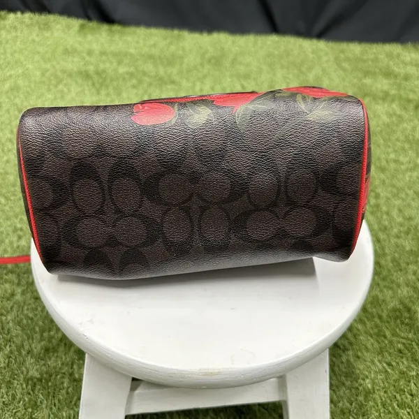 Coach Canvas Mini‎ Bennett Brown Rose Floral Red - Image 6