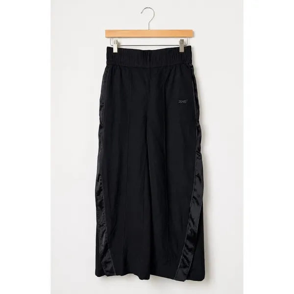 Reebok Victoria Beckham Pants‎ Women Small Black Wool Snap Side Satin Wide Leg - Image 2