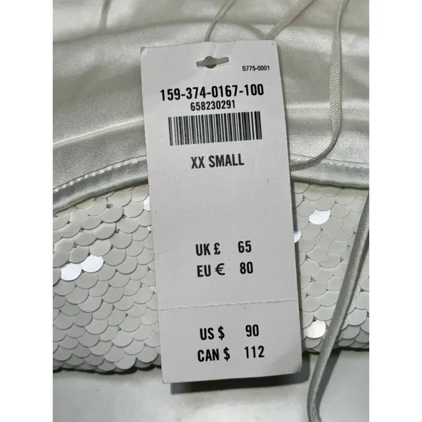 NWT Abercrombie & Fitch White Sequin Spaghetti Strap Mini Dress Womens Size XXS - Image 5
