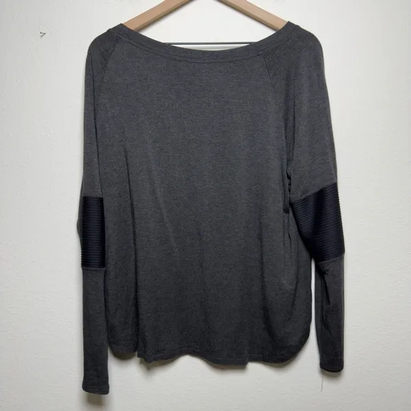 Beyond Yoga Women Modal Pullover Top XL Gray Moto Ribbed Elbow Raglan‎ Sleeve - Image 6