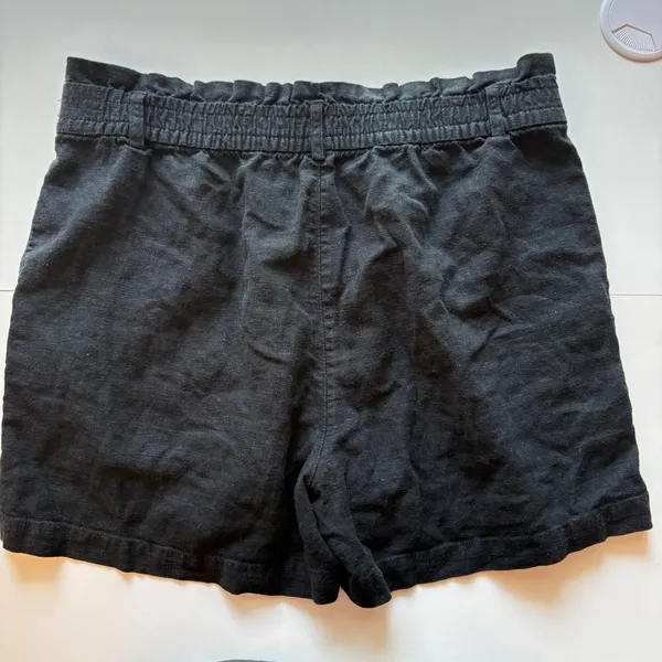 J. Crew Smocked Waist Linen Blend Shorts Ruffle‎ Elastic Black Size Small - Image 5