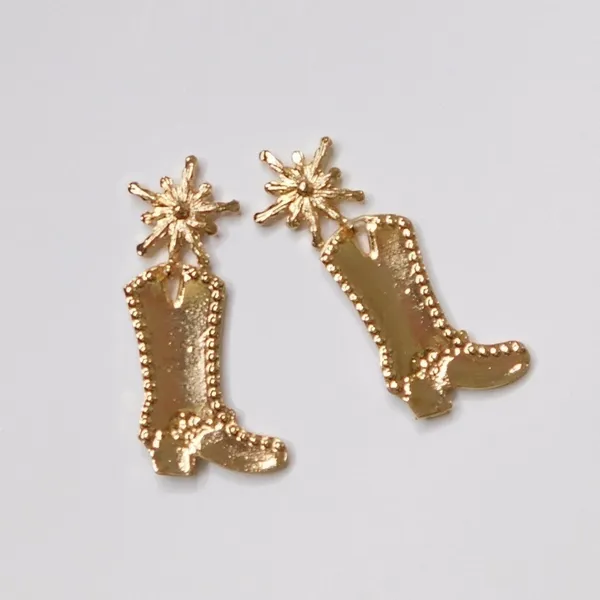 NEW! Red Cowgirl Boots Pearl Embellished Rhinestone Western Bling Glam Earrings - Image 2