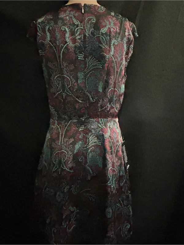The Limited Black & Plum Brocade Fit-&-Flare Dress SZ 2 NWT - Image 2