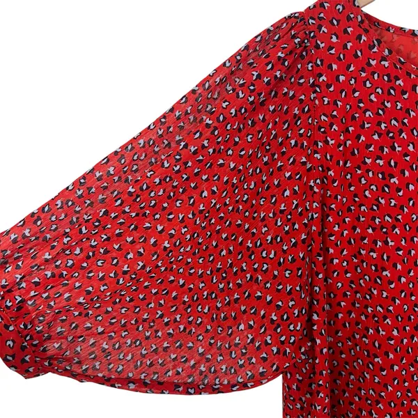 French Connection Red and Blue Dot Print Shift Dress Size 6 - Image 5