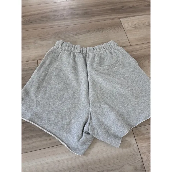 Aerie Gray Fleece Lounge Shorts High Waisted Raw Hem XS - Image 3