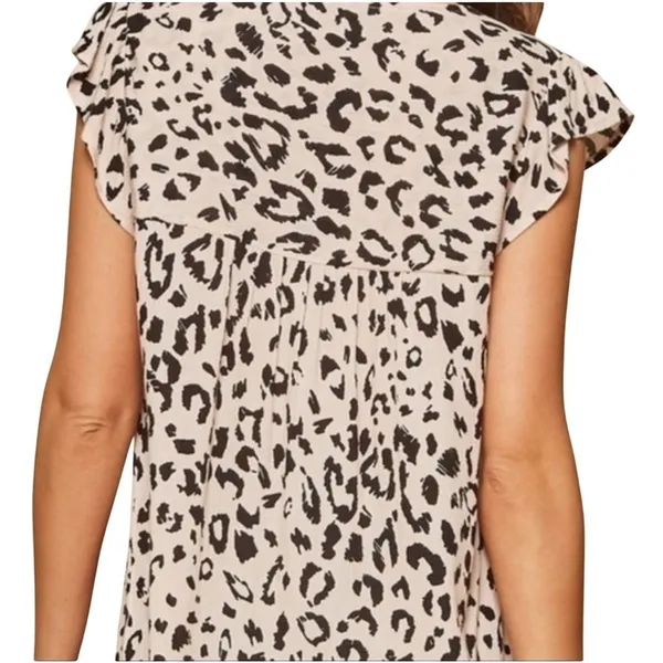 Savanna Jane Leopard Print Floral Embroidered Boho‎ Top Small Tan Black Rose - Image 11