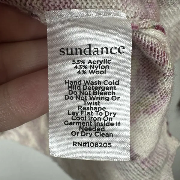 Sundance Purple Green Paisley Crew Neck Wool Blend Lightweight‎ Sweater Size XL - Image 6