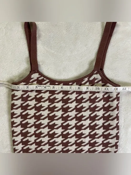 Willow & Wind Brown and White Modern Houndstooth Crop Top size S - Image 7