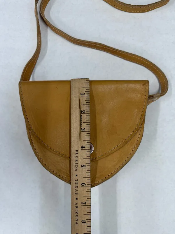Vintage Y2K Leather Small Crossbody Bag Purse Tan Boho Western Heritage Festival - Image 6
