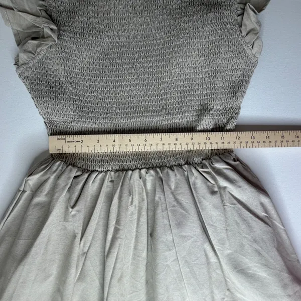 NWT English Factory Smocked Ruffle Sleeve‎ Dress Sz XS Beige Fit & Flare Neutral - Image 12