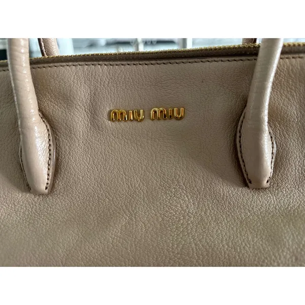 Miu‎ Miu Leather Cammeo Madras 2 Way Satchel Bag Handbag - Image 2