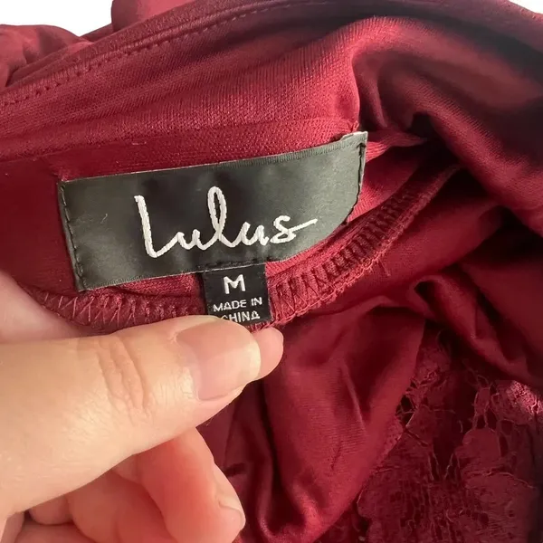 Lulus Crazy About You Burgundy Backless Lace‎ Maxi Dress Size Medium - Image 12