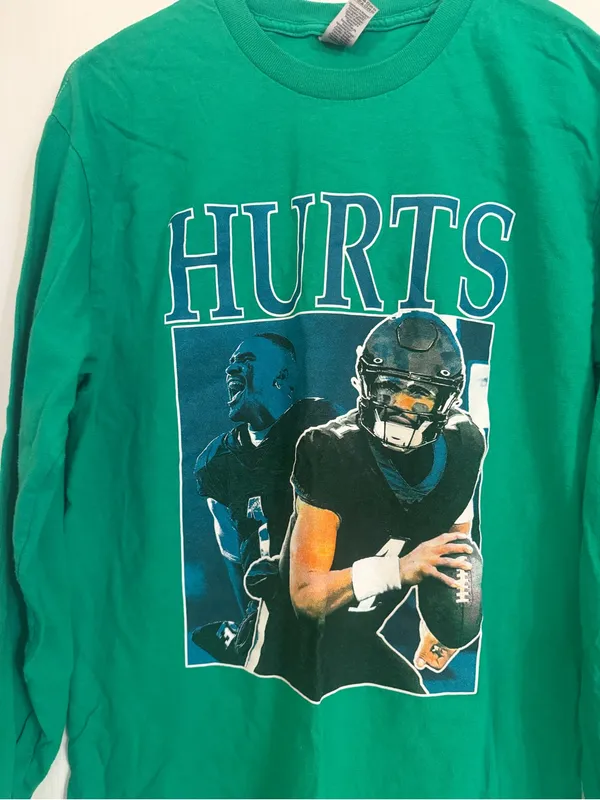 Gildan Jalen Hurts #1 (Eagles) Bright Green Crewneck Tee Unisex - Image 2