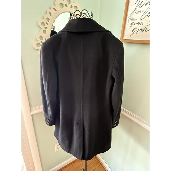 SPENCER‎ REID 10 T Black Wool Pea Coat Jacket Double Breasted - Image 2