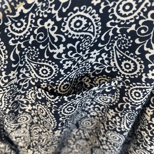 LOFT Romper Size 0 Blue White Paisley Print Long Sleeve‎ Roll Tab One Piece EUC - Image 14