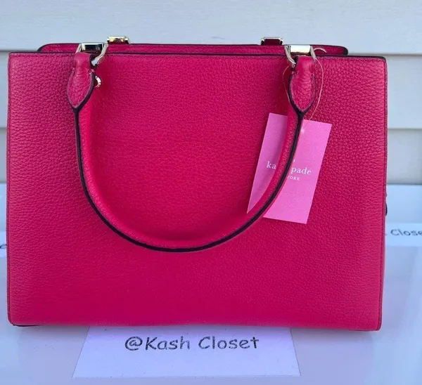 Kate Spade New York Bright Rose Leila Medium Triple Compartment Satchel Purse - Image 4