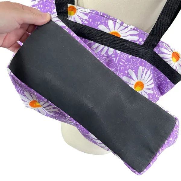 BLUE‎ SKY Cottagecore Boho Lavender Daisy Print Zip Closure Tote Bag - Image 5