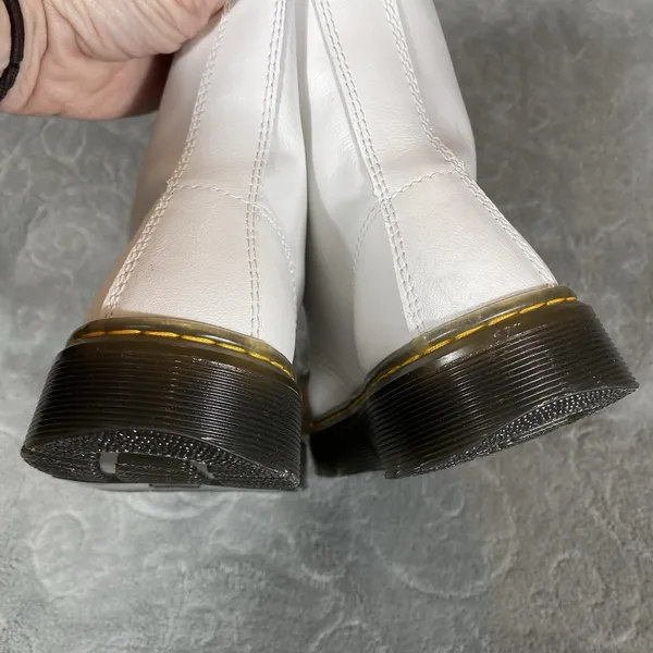 Dr. Martens Luana White Leather Lace‎ Up Combat Boots Women Sz 5 Smooth Punk New - Image 10