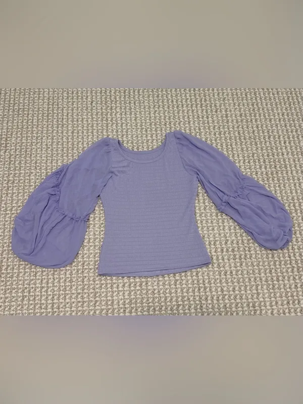 Anthropologie Balloon-Sleeve Smocked Top size Small lavender - Image 5
