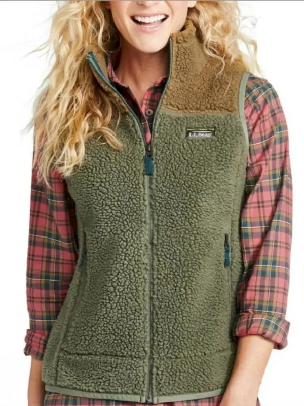 LL Bean Mountain Pile Fleece Vest Colorblock - Image 2