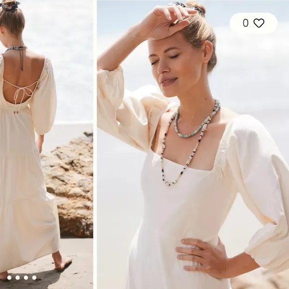 Anthropologie Cream Maxi Dress - Image 3
