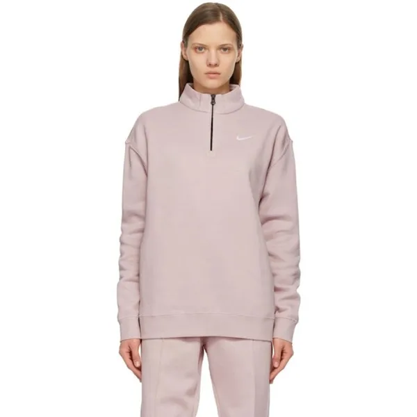 Nike Pink Quarter-Zip Sweatshirt Embroidered Logo - Image 2