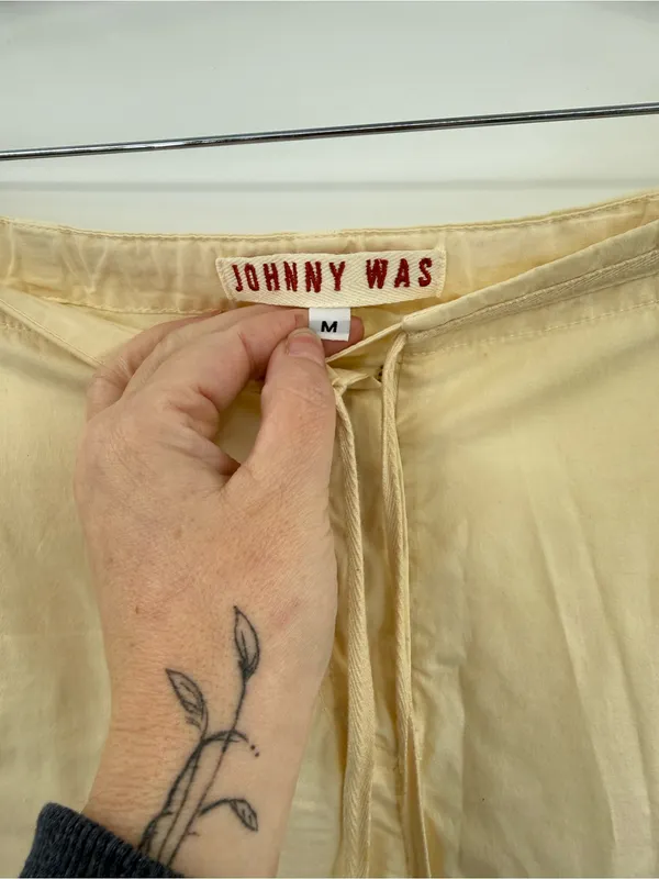 Johnny Was Yellow Cotton Cargo‎ Jogger Pants Drawstring Pockets Women's Medium - Image 3