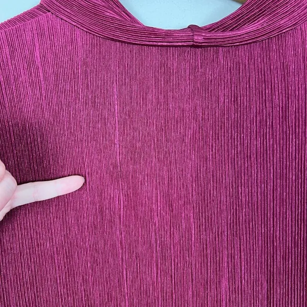 YAS Wrap Dress Womens Medium‎ Wine Maxi Long Sleeve Ribbed V-Neck Slinky Stretch - Image 11