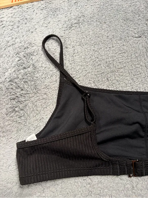 Halara ribbed bikini top swimsuit medium black - Image 6