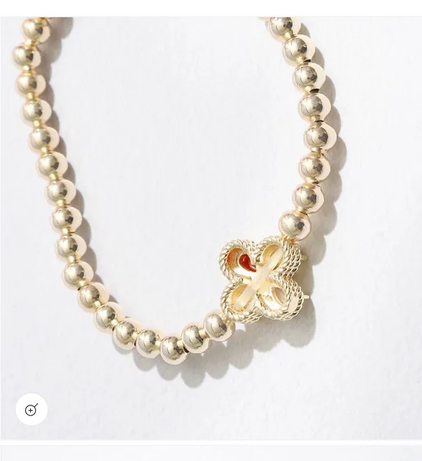 Color Rhinestone Cross Beaded Gold Tone Bracelet - Image 4
