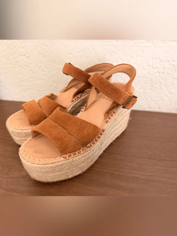 Soludos Womens Como Platform Wedge Sandals Brown suede size 6 preowned - Image 13