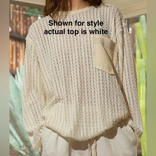 POL Ivory Her Kind Eyelets Crochet Eyelet Top - NWOT - Size L - Image 3