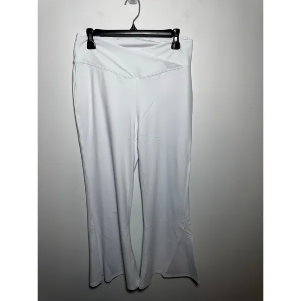 New Halara Crossover High Waisted Back Pocket Super Flare Leggings White XL - Image 2
