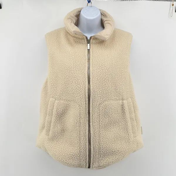 Varley Ellis Gilet Sherpa Reversible Quilted Puffer Vest Medium Beige VAR00942 - Image 4