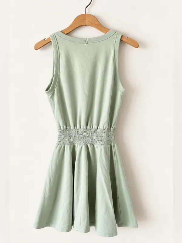 sundays by wearsundays Mint Green Scoopneck Smocked Waist Fit Flare Mini XS - Image 5