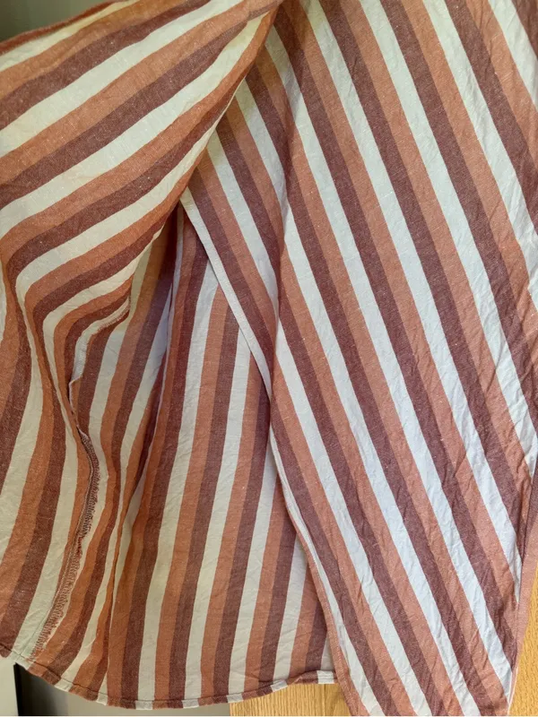 Madewell Boho Striped Linen Blend Faux Wrap Overlay Midi Skirt Small - Image 3