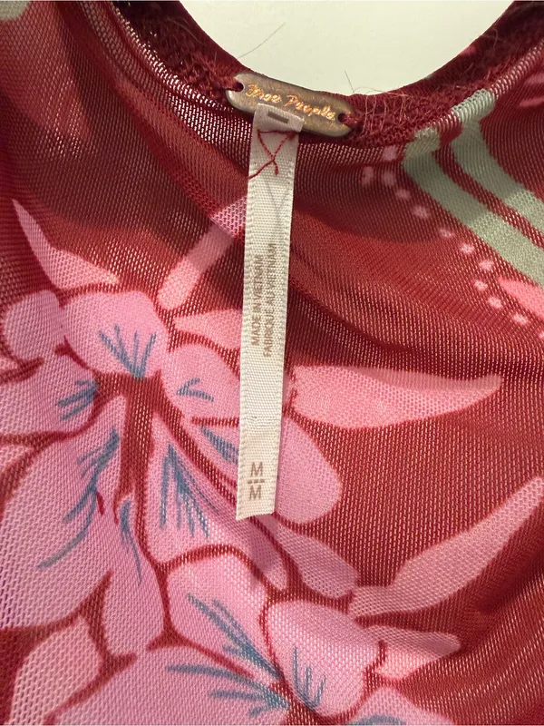 Free People Burgundy Floral Wrap Blouse with Pink Blooms - Image 2