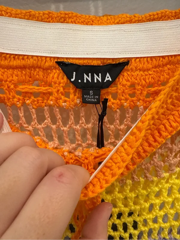 JNNA Rainbow Crochet Fringe Tube Top Festival Cover Up NWT Small - Image 2