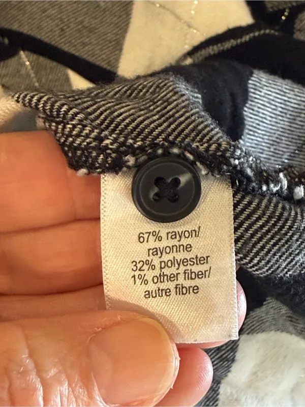 Maurices Black White Plaid Flannel Button Down Shirt Large - Image 7