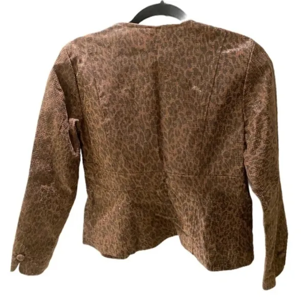 Live A Little 100% Leather Jacket Leopard pattern zippered - Image 4