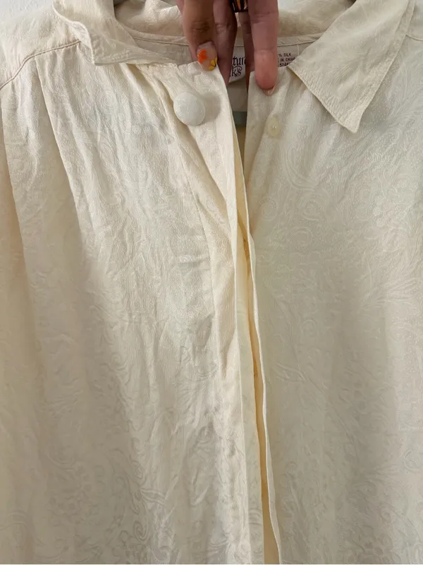 Signature Silk Paisley Textured Neutral Quiet Luxury Old Money Button Down XL - Image 5
