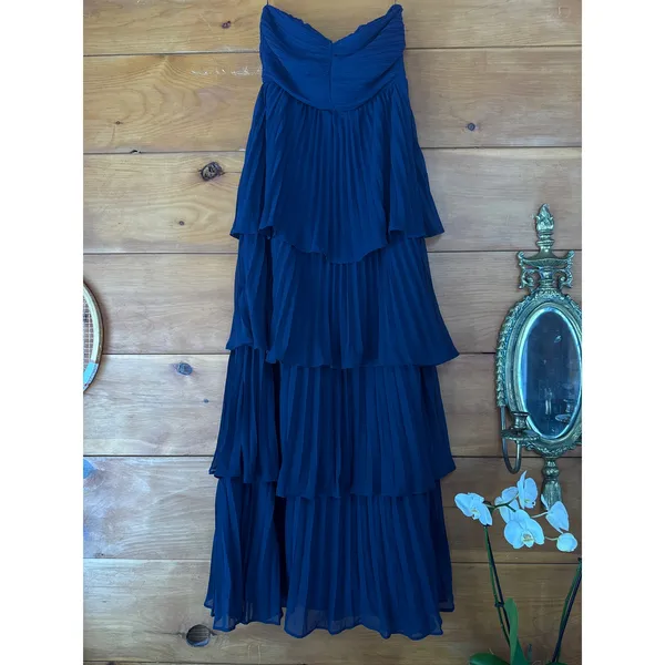 NWT Lulus Seriously Sensational Navy Blue Strapless Tiered Maxi Dress Gala Sz L - Image 2