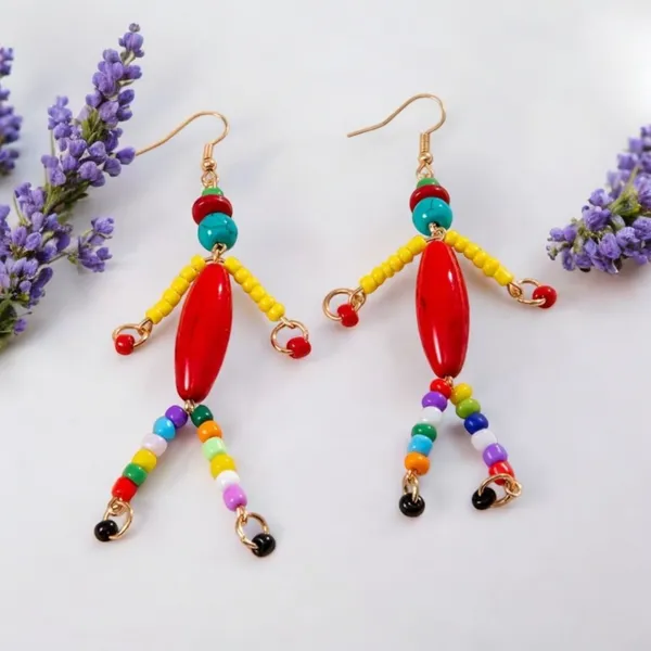 Resin Beaded Dangle Earrings Ethnic Bohemian‎ Style Perfect for Parties & Casual - Image 7