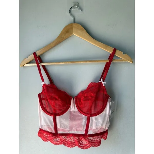NWT Auden Red Lace Corset Bra Top - Image 2